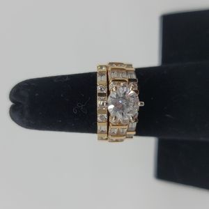 Diamonique Baguette and Round Ring Set